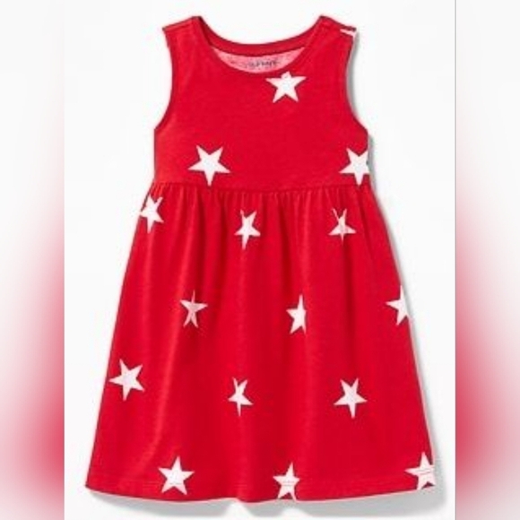 Old Navy Patriotic Red with Stars Dress Size 6-12M - Picture 1 of 7